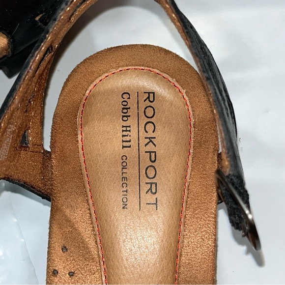 NEW Rockport Cobb Hill Women's 8.5M Aubrey Black Strappy Sandals Low Heel Buckle - Picture 11 of 13